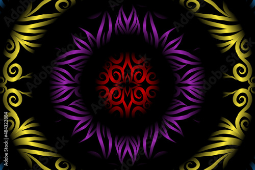 colourful caleidoscope classic gradient flower art pattern of traditional tenun batik ethnic dayak ornament for wallpaper ads background sticker or clothing