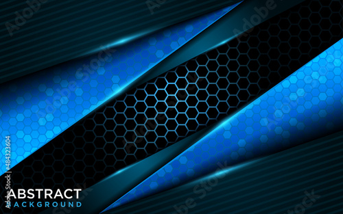 Modern Futuristic Dark Navy Background Combined with Shinny Blue Element.