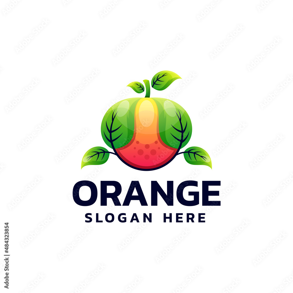 Vector Logo Illustration Orange Gradient Colorful Style.