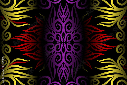 colourful caleidoscope classic gradient flower art pattern of traditional tenun batik ethnic dayak ornament for wallpaper ads background sticker or clothing