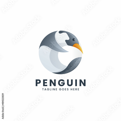Vector Logo Illustration Penguin Gradient Colorful Style.