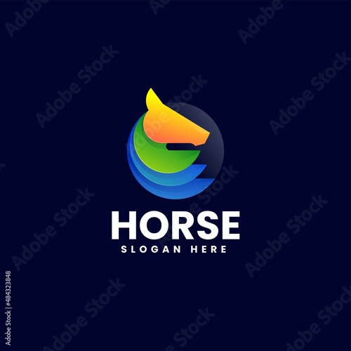 Vector Logo Illustration Horse Gradient Colorful Style.