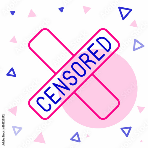 Line Censored stamp icon isolated on white background. Colorful outline concept. Vector