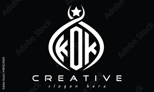 KOK three letters monogram curved oval initial logo design, geometric minimalist modern creative logo, vector template