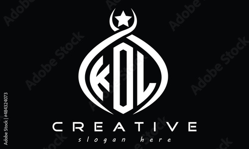 KOL three letters monogram curved oval initial logo design, geometric minimalist modern creative logo, vector template