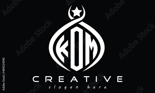 KOM three letters monogram curved oval initial logo design, geometric minimalist modern creative logo, vector template