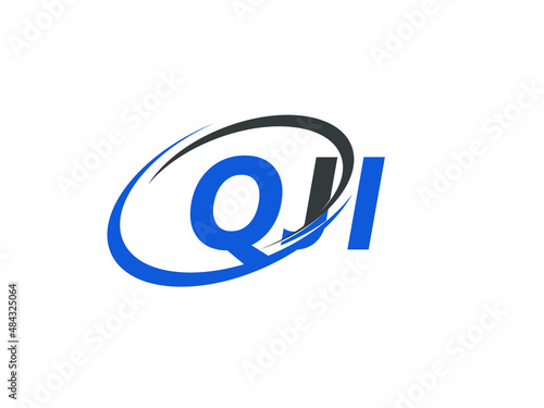 QJI letter creative modern elegant swoosh logo design