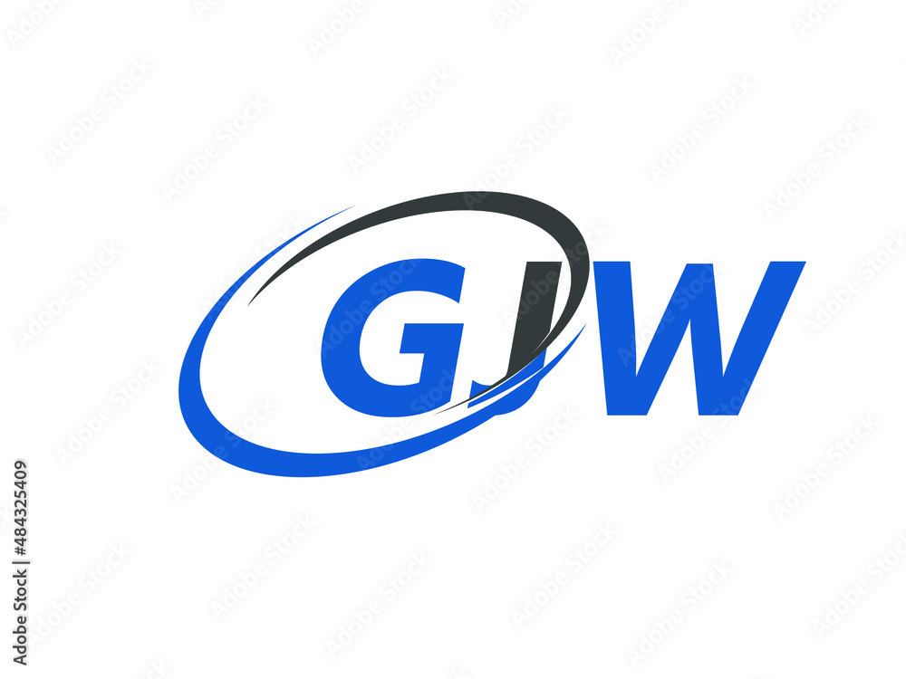 GJW letter creative modern elegant swoosh logo design