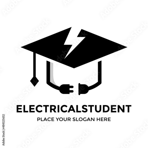 Electrical student vector logo template. This design use hat symbol. Suitable for university or study.