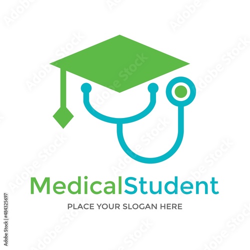 Medical student vector logo template.This design use hat symbol. Suitable for education.