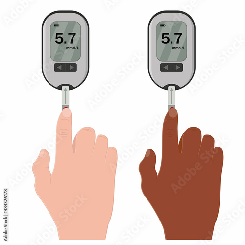 Measurement of glucose in the blood by the device color isolated vector illustration
