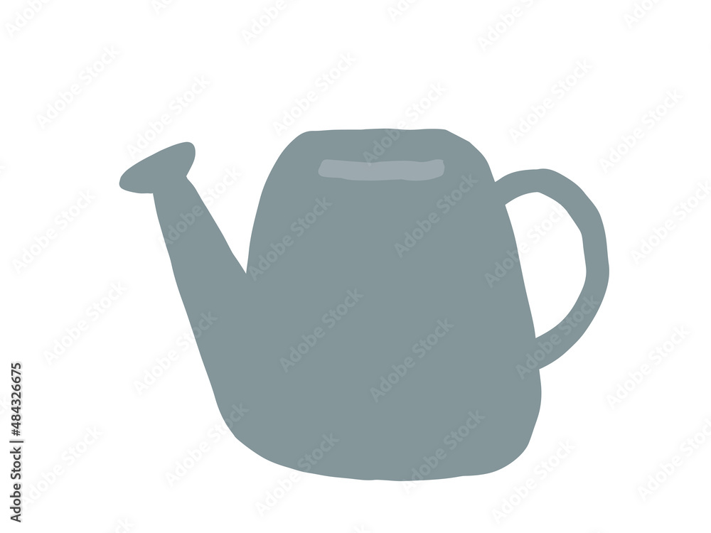 Obraz premium かわいい青色のジョウロ／手描きイラスト