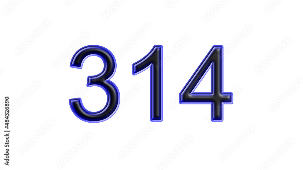 blue 314 number 3d effect white background blue 314 number 3d effect white background