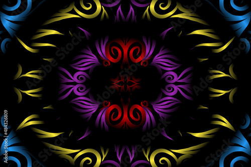 colourful caleidoscope classic gradient flower art pattern of traditional tenun batik ethnic dayak ornament for wallpaper ads background sticker or clothing