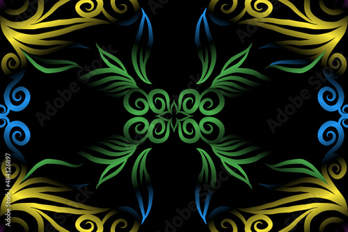 colourful caleidoscope classic gradient flower art pattern of traditional tenun batik ethnic dayak ornament for wallpaper ads background sticker or clothing