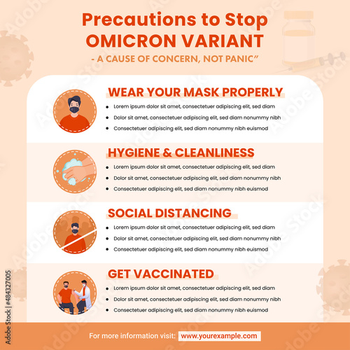 Precautions To Stop Omicron Variant Like As Wear Mask, Cleanliness, Keep Physical Distance And Get Vaccinated For Awareness.