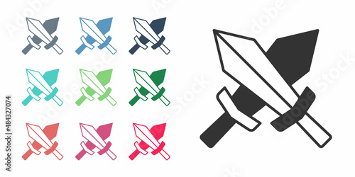Black Sword for game icon isolated on white background. Set icons colorful. Vector