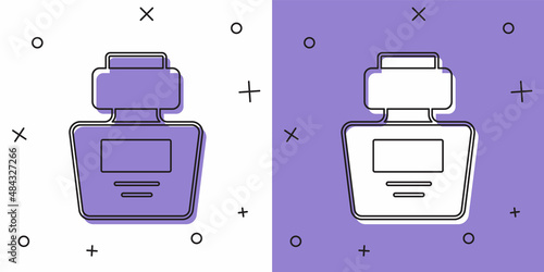 Set Perfume icon isolated on white and purple background. Vector