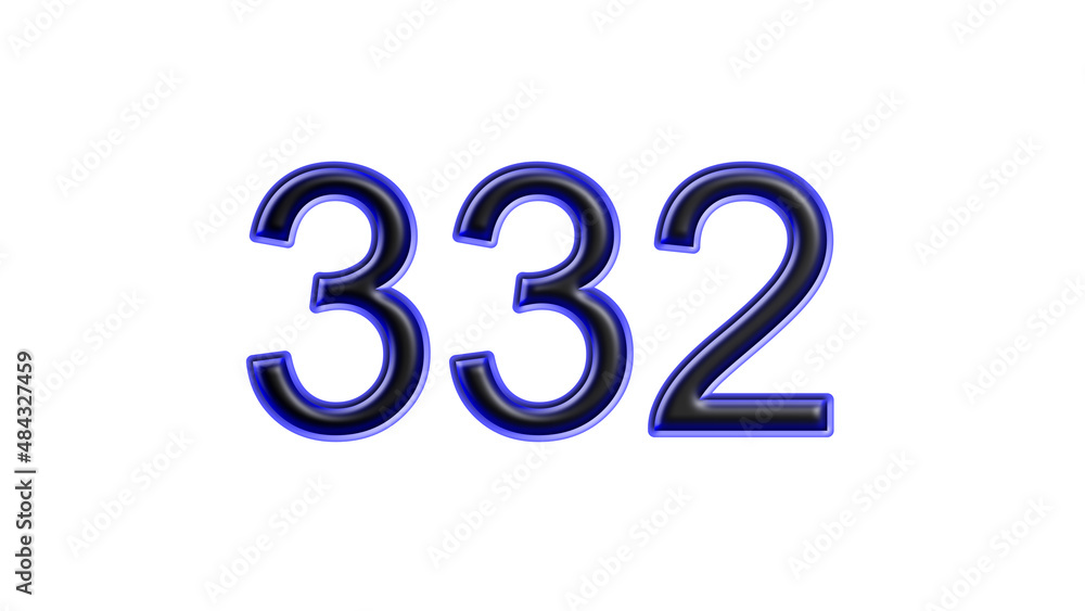 blue 332 number 3d effect white background blue 332 number 3d effect white background