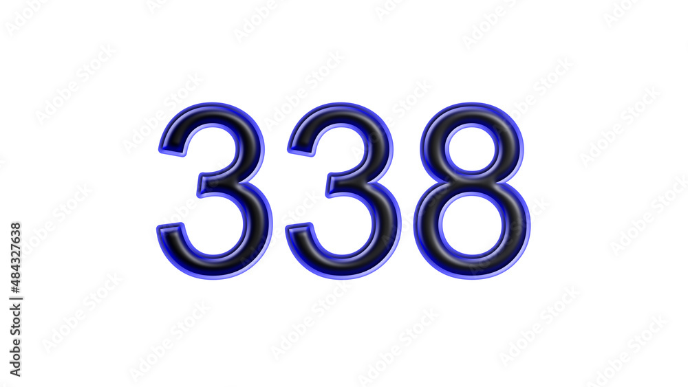 blue 338 number 3d effect white background blue 338 number 3d effect white background