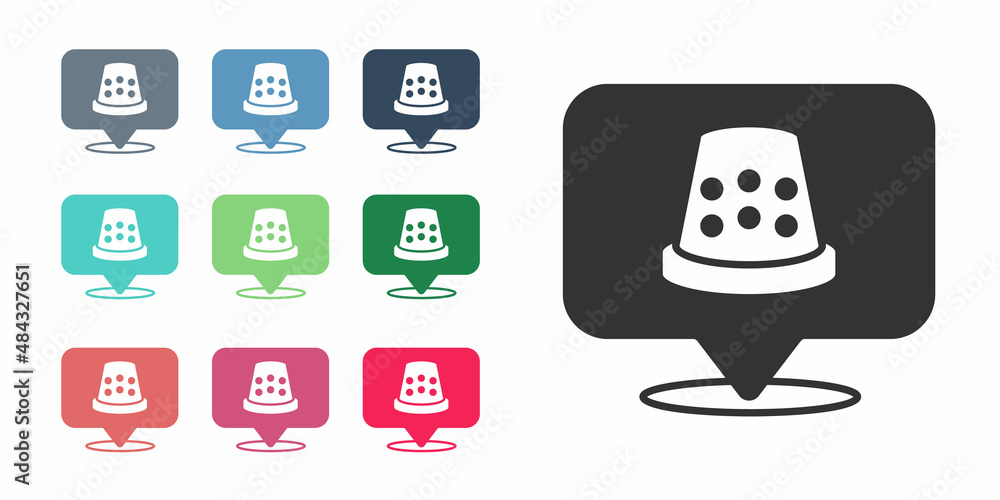 Black Thimble for sewing icon isolated on white background. Set icons colorful. Vector Black Thimble for sewing icon isolated on white background. Set icons colorful. Vector