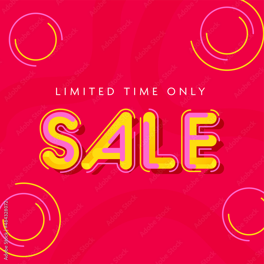 Sale Poster Design With Circles On Red Background For Limited Time Only. Sale Poster Design With Circles On Red Background For Limited Time Only.