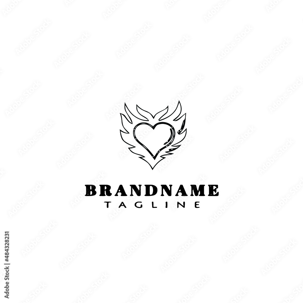 flaming heart logo design template icon black isolated vector flaming heart logo design template icon black isolated vector