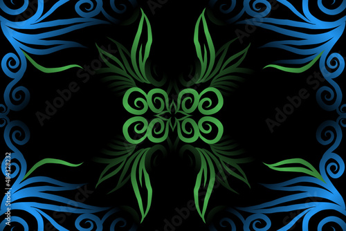 colourful caleidoscope classic gradient flower art pattern of traditional tenun batik ethnic dayak ornament for wallpaper ads background sticker or clothing