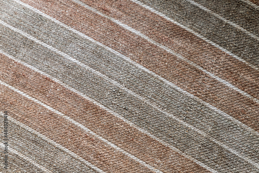 Foto Gray red striped natural textile, background texture