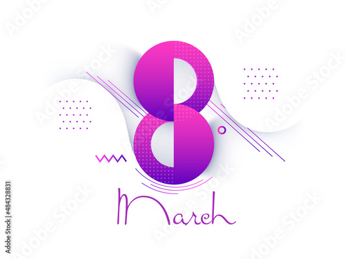 Gradient 8 Number Of March On Abstract White Background.
