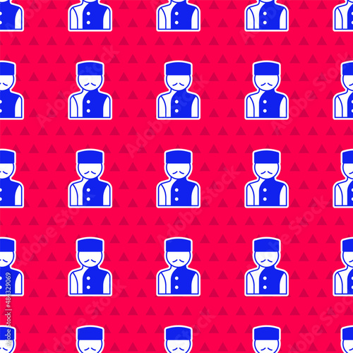 Blue Concierge icon isolated seamless pattern on red background. Vector