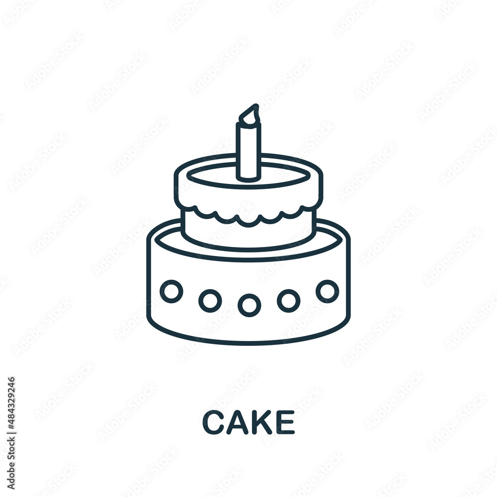 Cake icon. Line element from party icon collection. Linear Cake icon sign for web design, infographics and more.