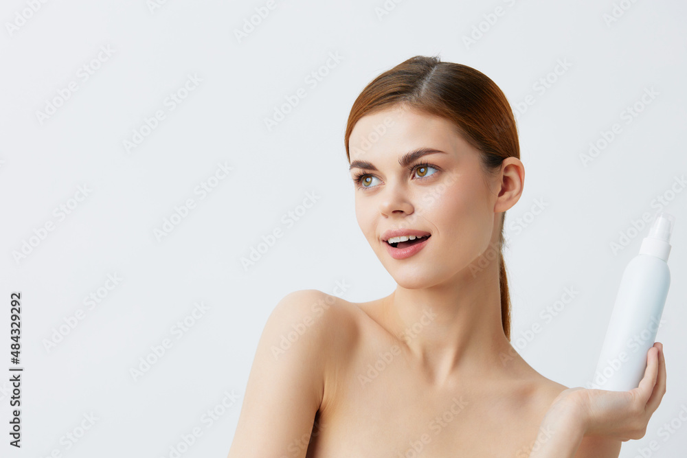 beautiful woman lotion jar clean skin health care close-up Lifestyle beautiful woman lotion jar clean skin health care close-up Lifestyle