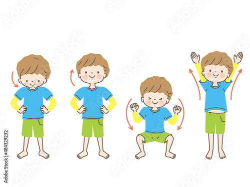体操する男の子のイラスト素材セット