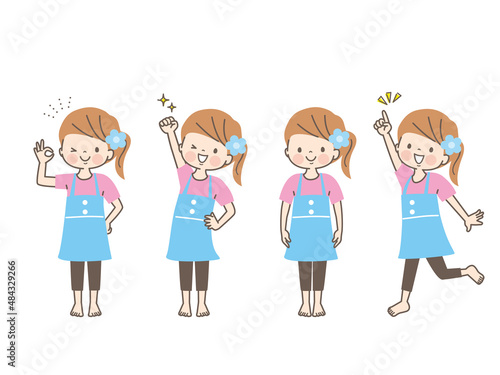 体操する女の子のイラスト素材セット