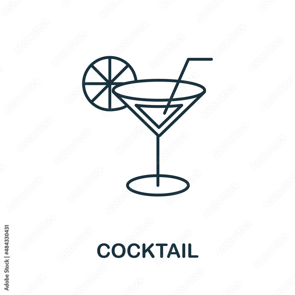 Cocktail icon. Line element from party icon collection. Linear Cocktail icon sign for web design, infographics and more. Cocktail icon. Line element from party icon collection. Linear Cocktail icon sign for web design, infographics and more.