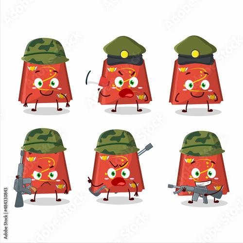 A charming soldier red love bag cartoon picture bring a gun machine