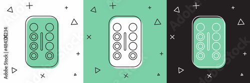 Set Sedative pills icon isolated on white and green, black background. Vector
