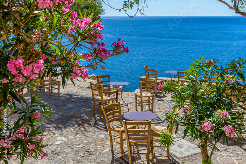 View of the medieval castle of Monemvasia, Lakonia, Peloponnese, Greece