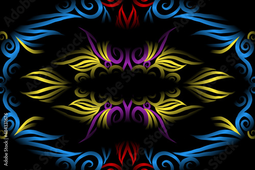 colourful caleidoscope classic gradient flower art pattern of traditional tenun batik ethnic dayak ornament for wallpaper ads background sticker or clothing
