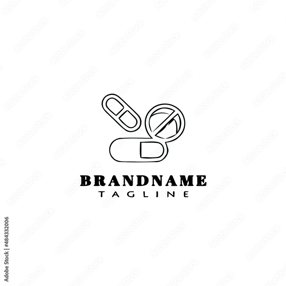 cute pill logo cartoon icon vector illustration