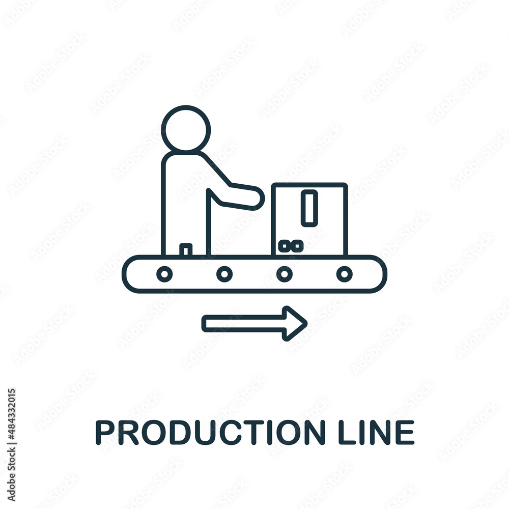 Production Line icon. Line element from production management collection. Linear Production Line icon sign for web design, infographics and more.