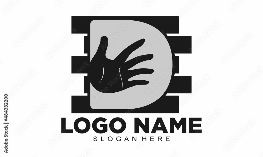 Fototapeta premium D alphabet with hand care vector logo