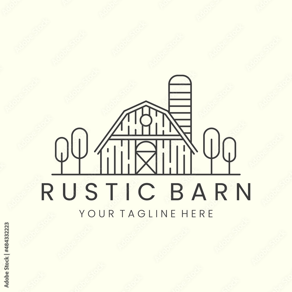 rustic barn minimalist line art design icon illustration template design