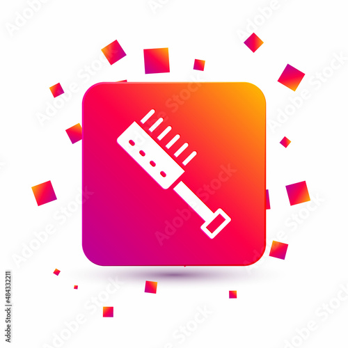White Sauna brush icon isolated on white background. Wooden brush with coarse bristles for washing in the bath. Anti cellulite massage. Square color button. Vector