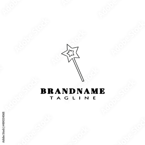 magic stick logo cartoon icon design template black isolated vector