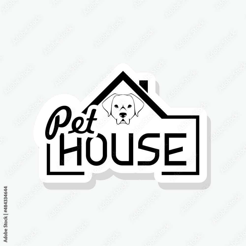Pet house logo sticker isolated on white background