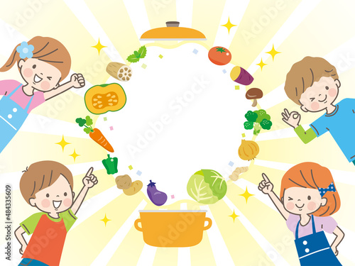 子ども料理教室のイメージイラスト素材