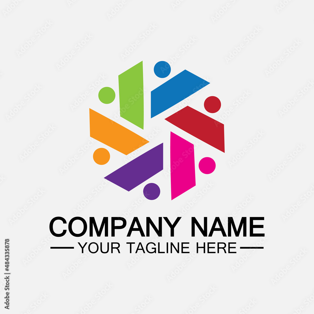 Teamwork connecting people hexagon concept logo symbol icon vector design Teamwork connecting people hexagon concept logo symbol icon vector design