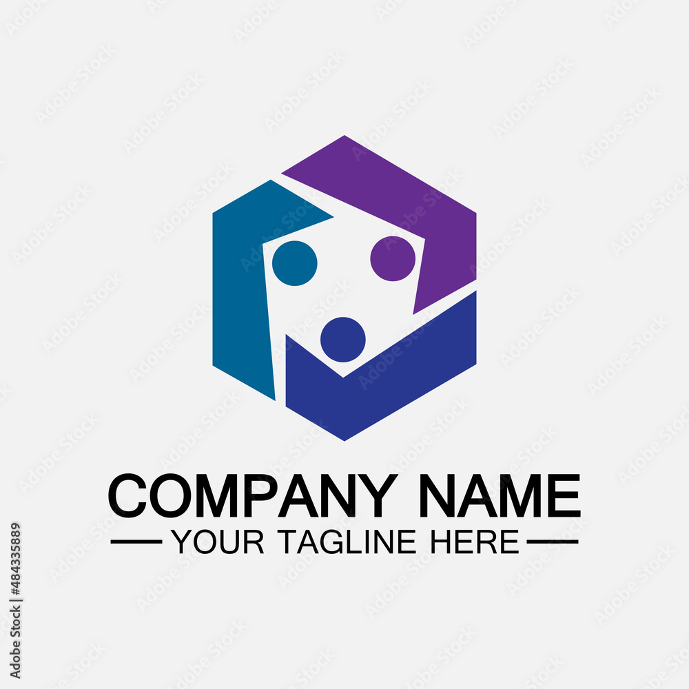 Teamwork connecting people hexagon concept logo symbol icon vector design Teamwork connecting people hexagon concept logo symbol icon vector design